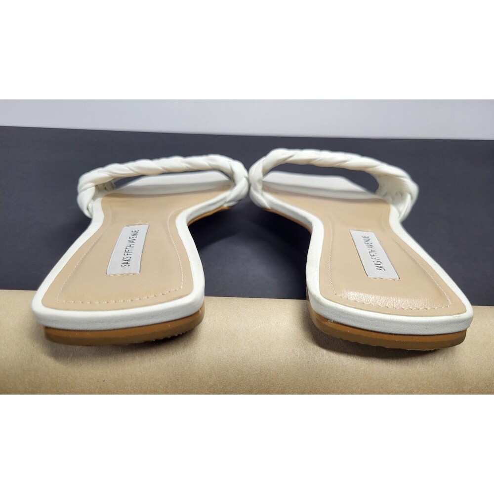 Saks Fifth Avenue White Woven Leather Mules/Sandals. Size 8 - Picture 4 of 13
